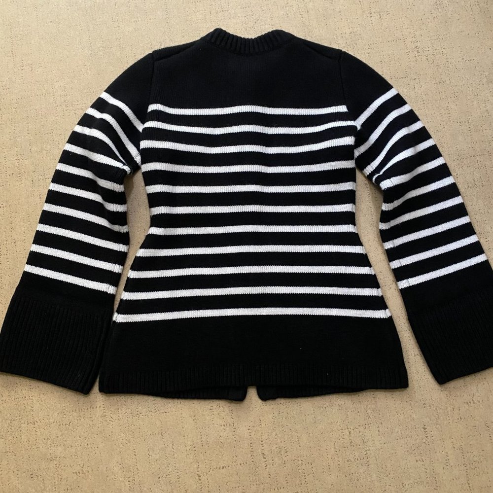 Khaite Suzette Stripe Cashmere Cardigan in black/ White - Picture 5 of 11